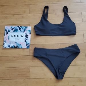Shein Scoop Neck Grey Bikini Set